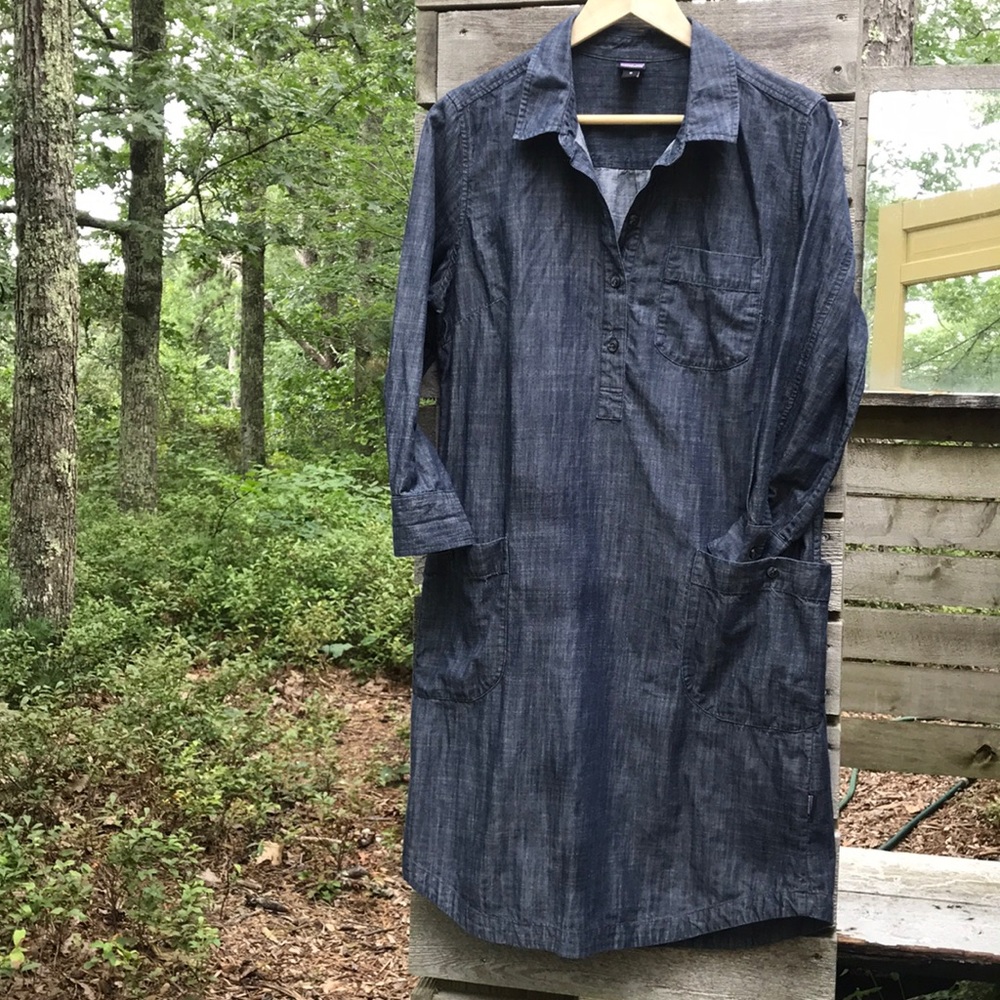 Patagonia chambray denim shirtdress